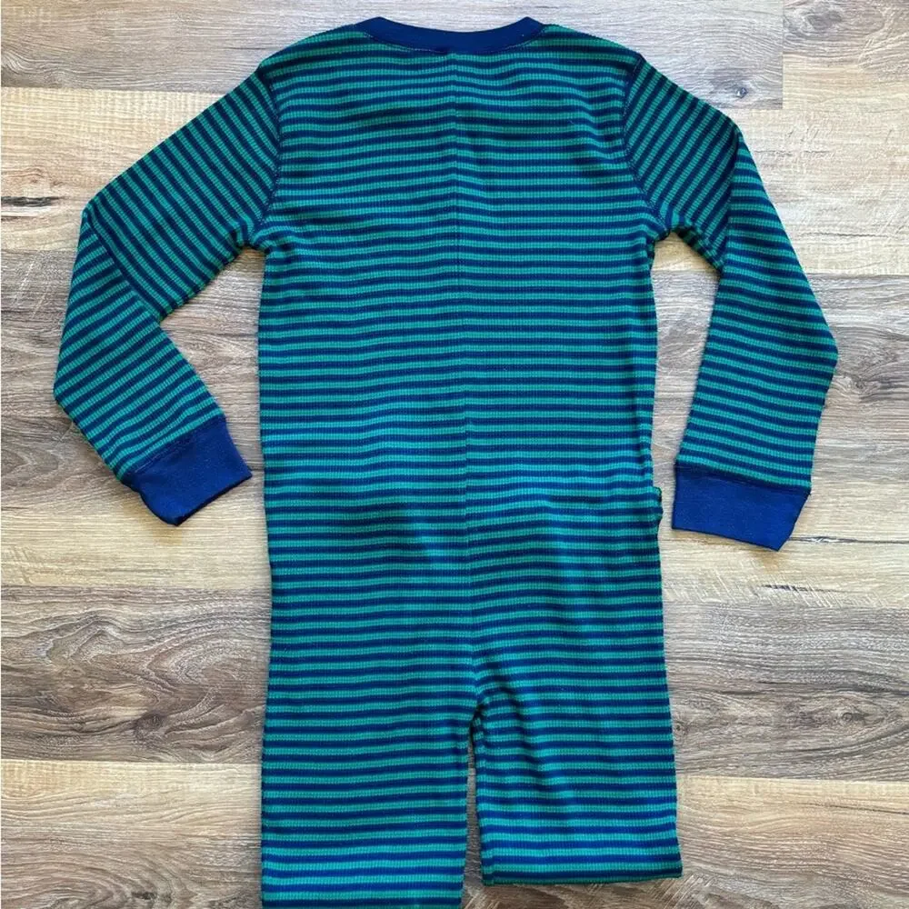 Gap Kids’ One Piece Onesie Pajama Unisex Blue Green Stripes Size 10